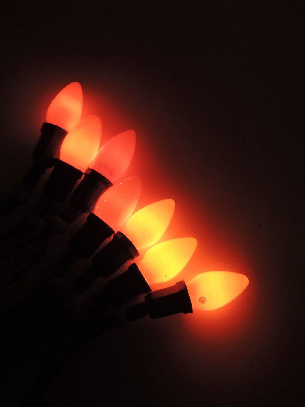 Vintage Halloween Decor - 8 Mixed Orange Lights Only 1960's - 80's Era (No Cord)